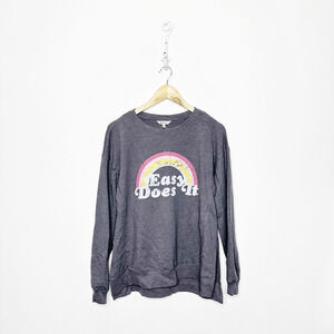 Wildfox EASY DOES IT Sweatshirt Gray rainbow crewneck oversized women's medium M